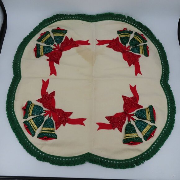 Edna Looney Handmade Felt Tree Skirt Jeweled Bells Christmas Holiday Finished - Picture 10 of 10
